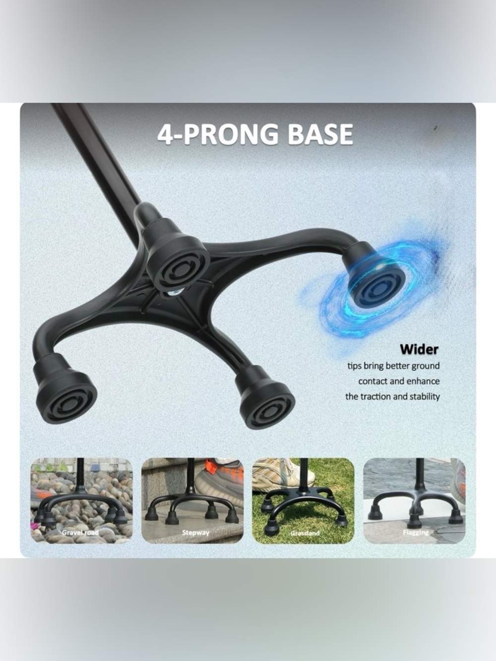 Health Bazaar Black Quad Cane Adjustable Assembly Required - Picture 3 of 16